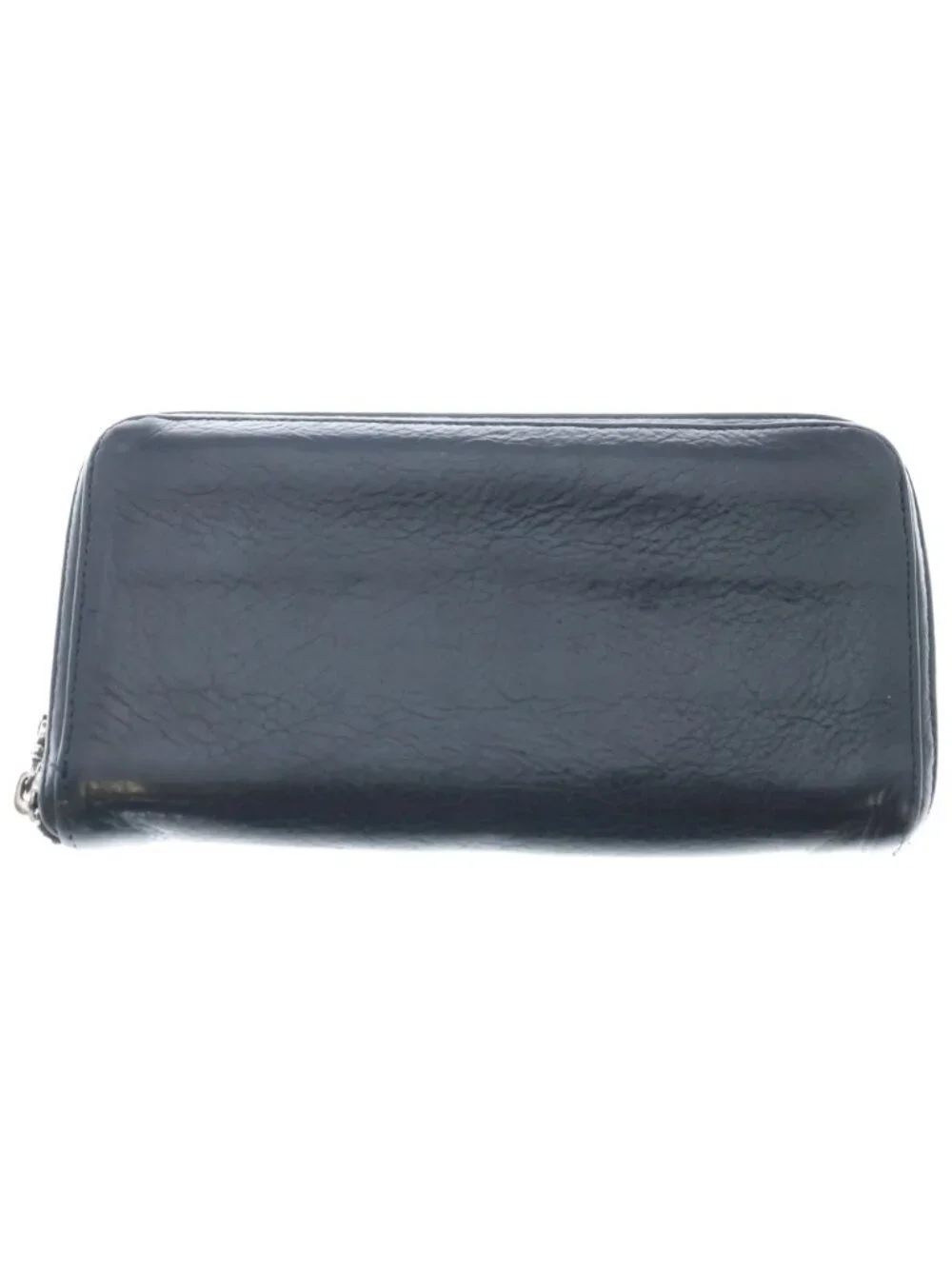 Chrome Hearts Rec Zip 3 Cross Round Zip Leather Wallet Black